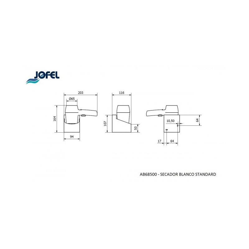 Стаціонарний фен для волосся Jofel білого кольору AB68500