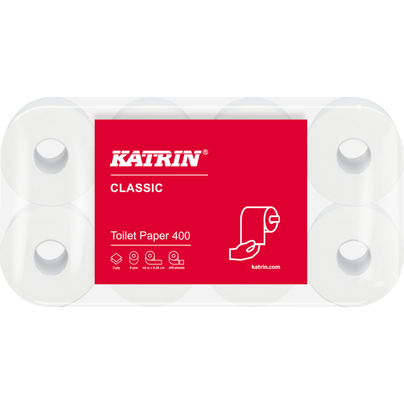 Туалетний папір у стандартних рулонах Katrin Classic двошаровий 14293
