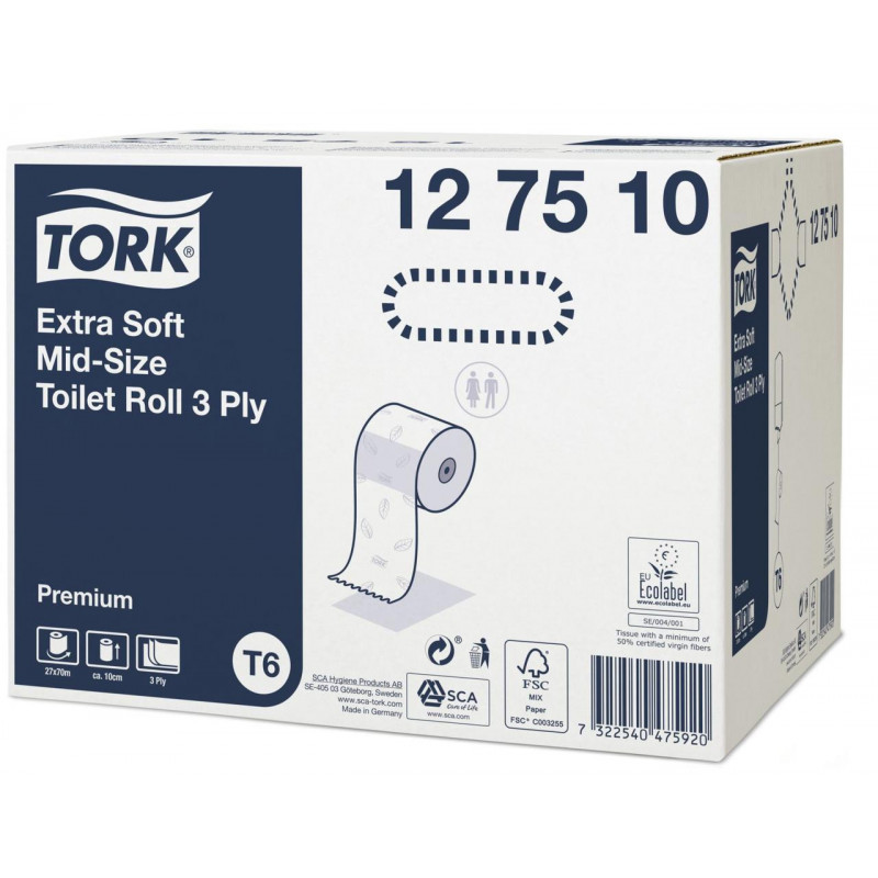 Туалетний папір Tork Mid-size (Premium) м'який у мінірулонах 127510