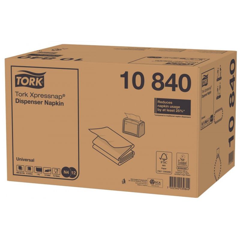 Tork Xpressnap диспенсерні серветки колір білий N4 1 шар 1125 шт, 33*21,3. артикул 10840