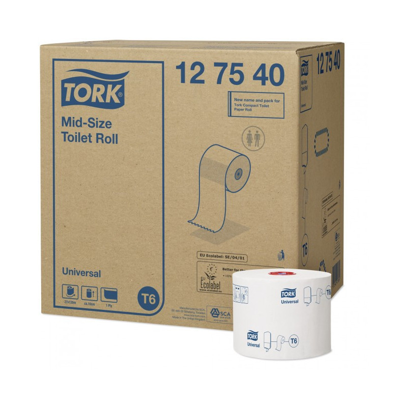 Туалетний папір у мінірулонах Tork Mid-size (Universal) 135 м. 1 сл. 127540