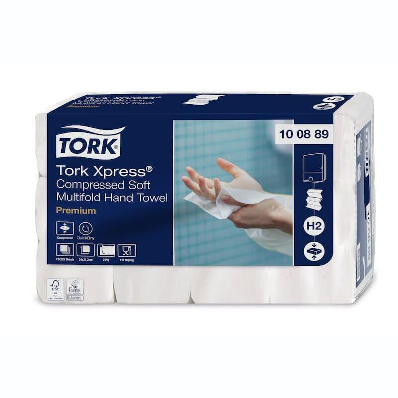 Паперові рушники Tork Xpress Premium Soft складання Multifold, білі, 2 шари, 21х24 см, 225 листів 100889