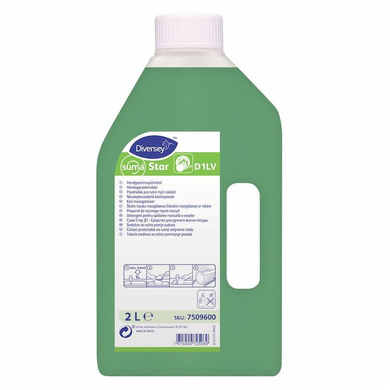 Засіб для замочування та ручного миття посуду Diversey Suma Star D1, 2 л