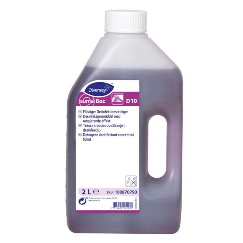 Засіб для одночасного миття та дезінфекції поверхонь Diversey Suma Bac D10, 2 л