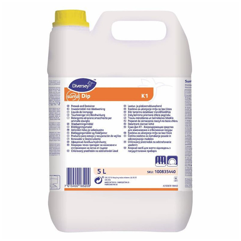 Засіб для замочування і відбілювання посуду та столових приладів Diversey Suma Dip K1, 5 л