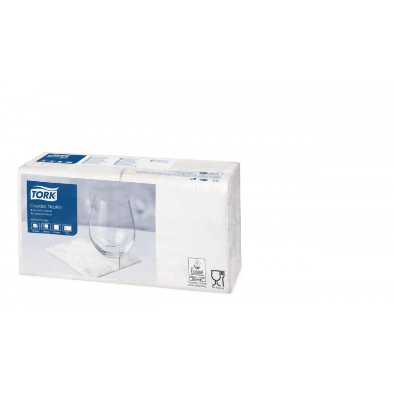 Серветки білі Tork, 24*24 2 шари, 200 шт., Австрія 477534