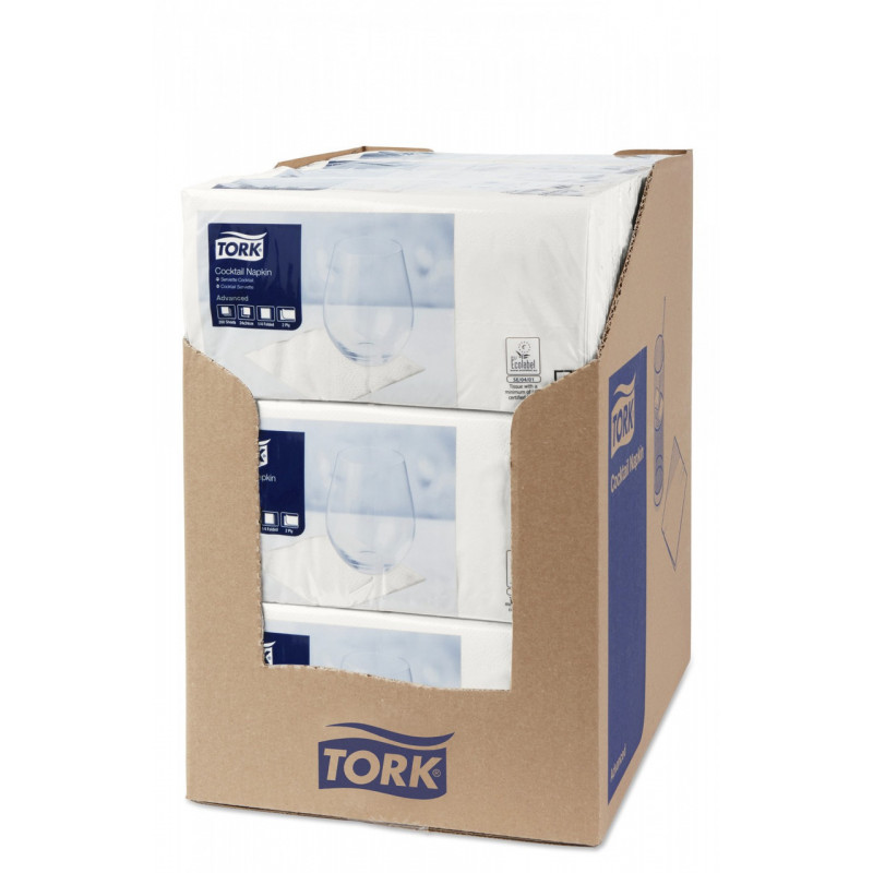 Серветки білі Tork, 24*24 2 шари, 200 шт., Австрія 477534