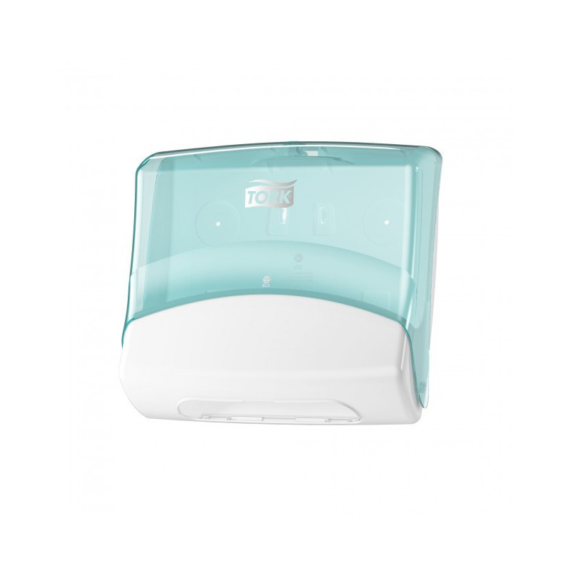 Настінний диспенсер для протиркових матеріалів у серветках Tork Білий/блакитний. 654000