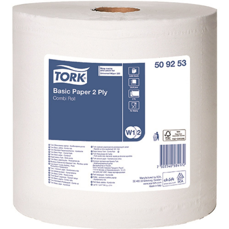 Протиральний папір Tork у малому рулоні, 2 шари 509253