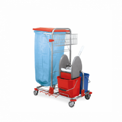 Візок для прибирання, хромований із двома відрами VDM