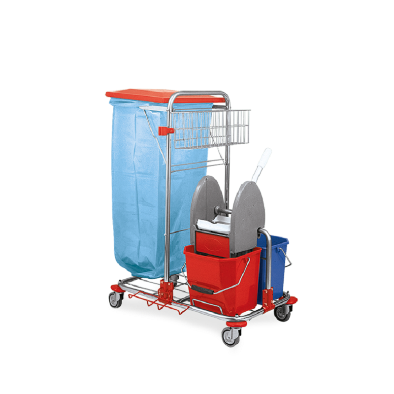 Візок для прибирання, хромований із двома відрами VDM