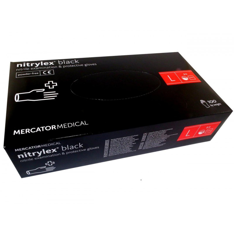 Рукавички нітрилові чорні Nitrylex Black неопудрені розмір L