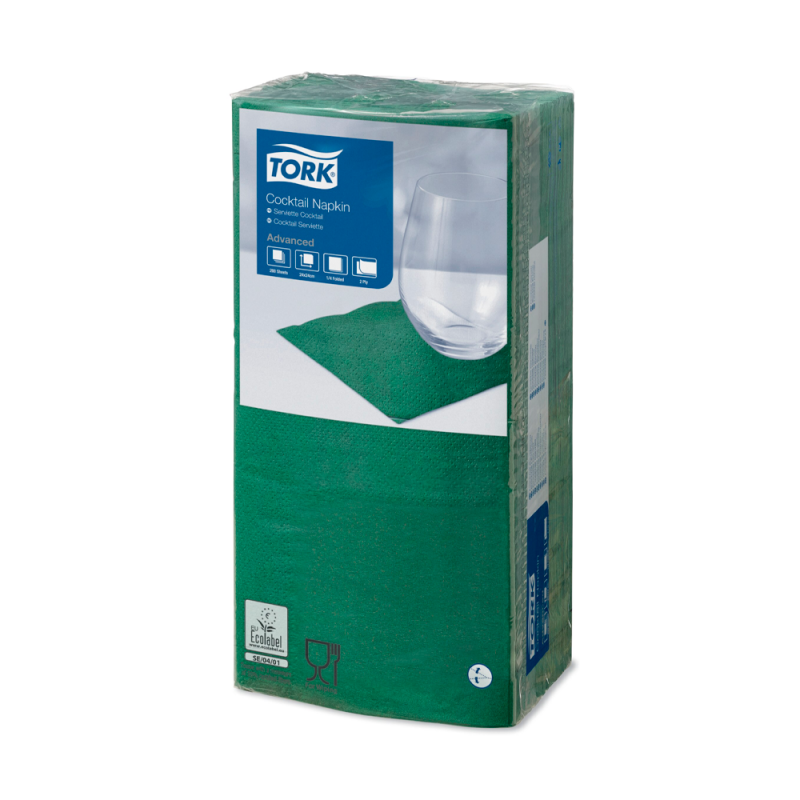 Серветки зелені Tork, 24*24 2 шари, 200 шт. Австрія 477827