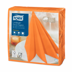 Сервірувальні серветки Tork Linstyle жовтогарячого кольору 39х39 один шар 50 шт. Австрія 478851