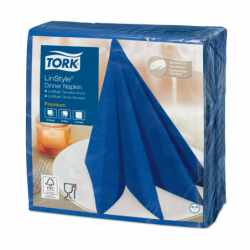 Сервірувальні серветки Tork Linstyle синього кольору 39х39 один шар 50 шт. Австрія 478856