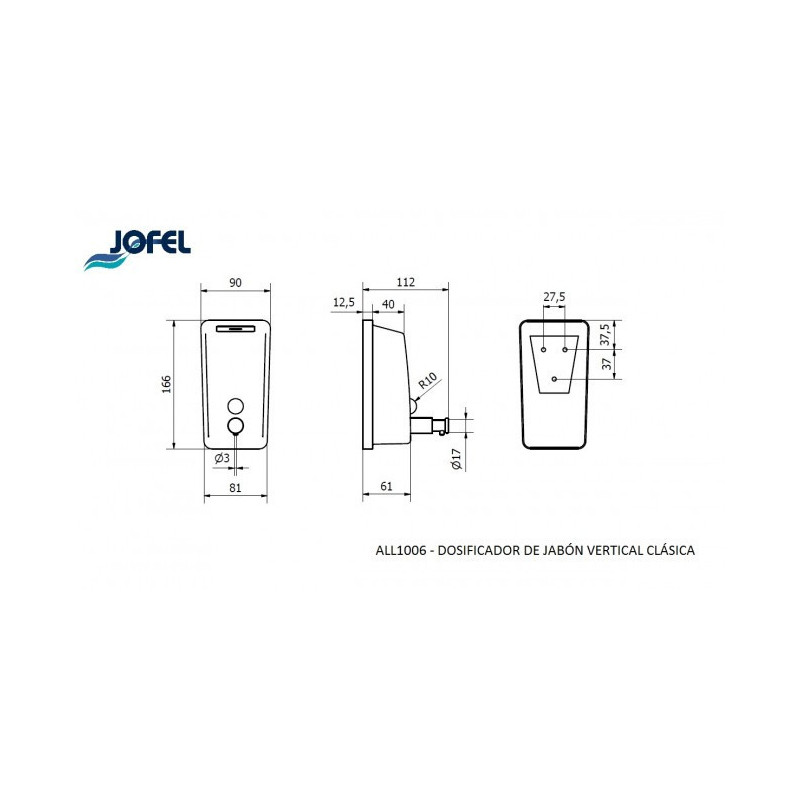 Дозатор для рідкого мила Jofel глянсовий з неіржавкої сталі ALL1006b